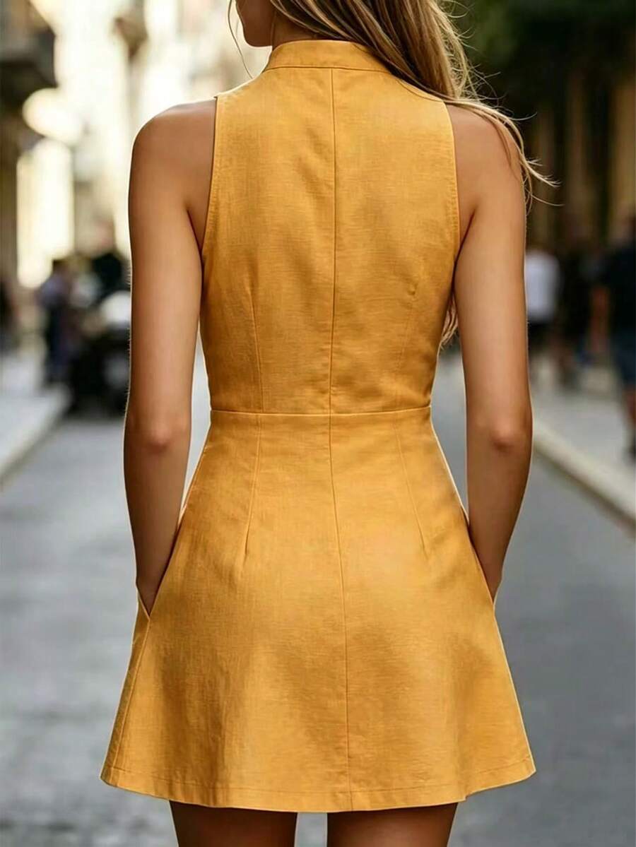 Vestido Mini Antonella Decote V Entalhado