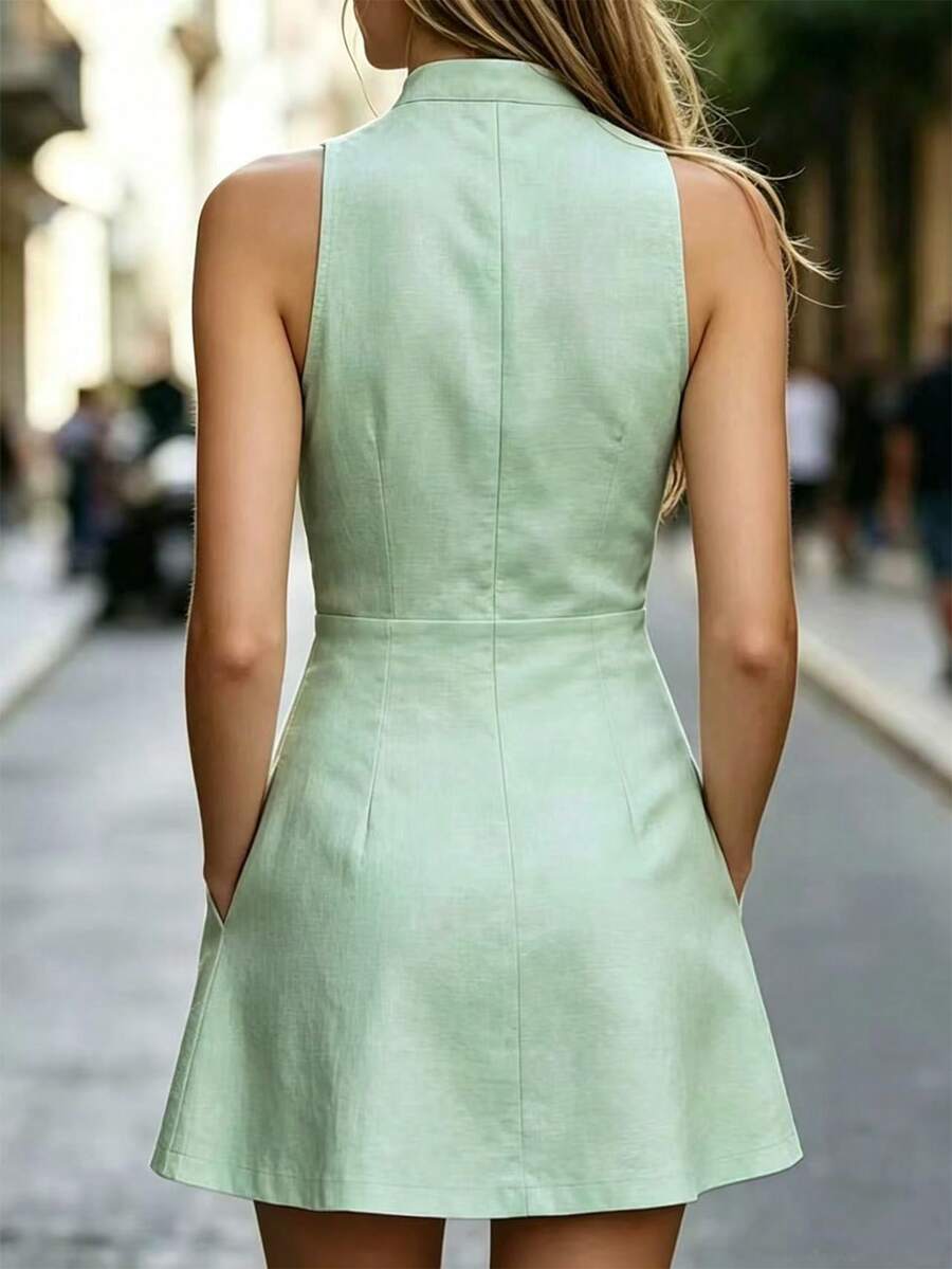 Vestido Mini Antonella Decote V Entalhado